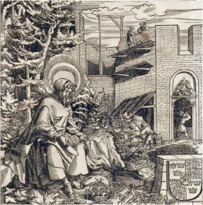 하이덴하임 수도원을 건립하는 성 비니발도_woodcut by Leonhard Beck_photo by Joachim Schafer from in the Ecumenical lexicon of saints.jpg